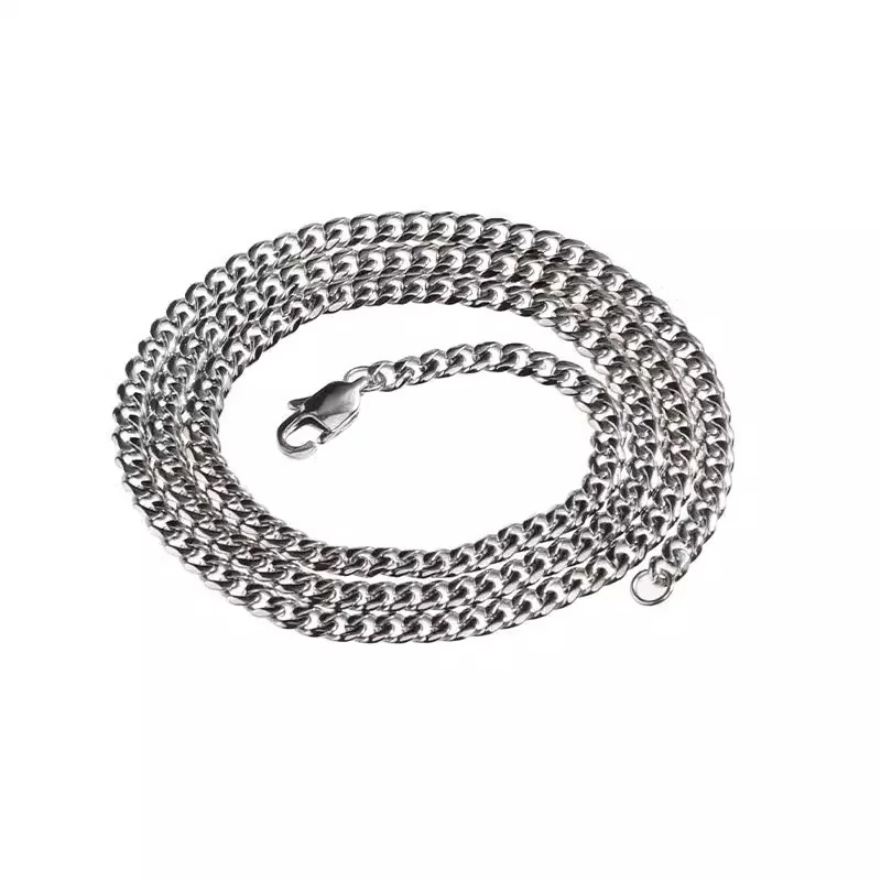 Polished Stainless Steel Flat Curb Link Chain Necklace