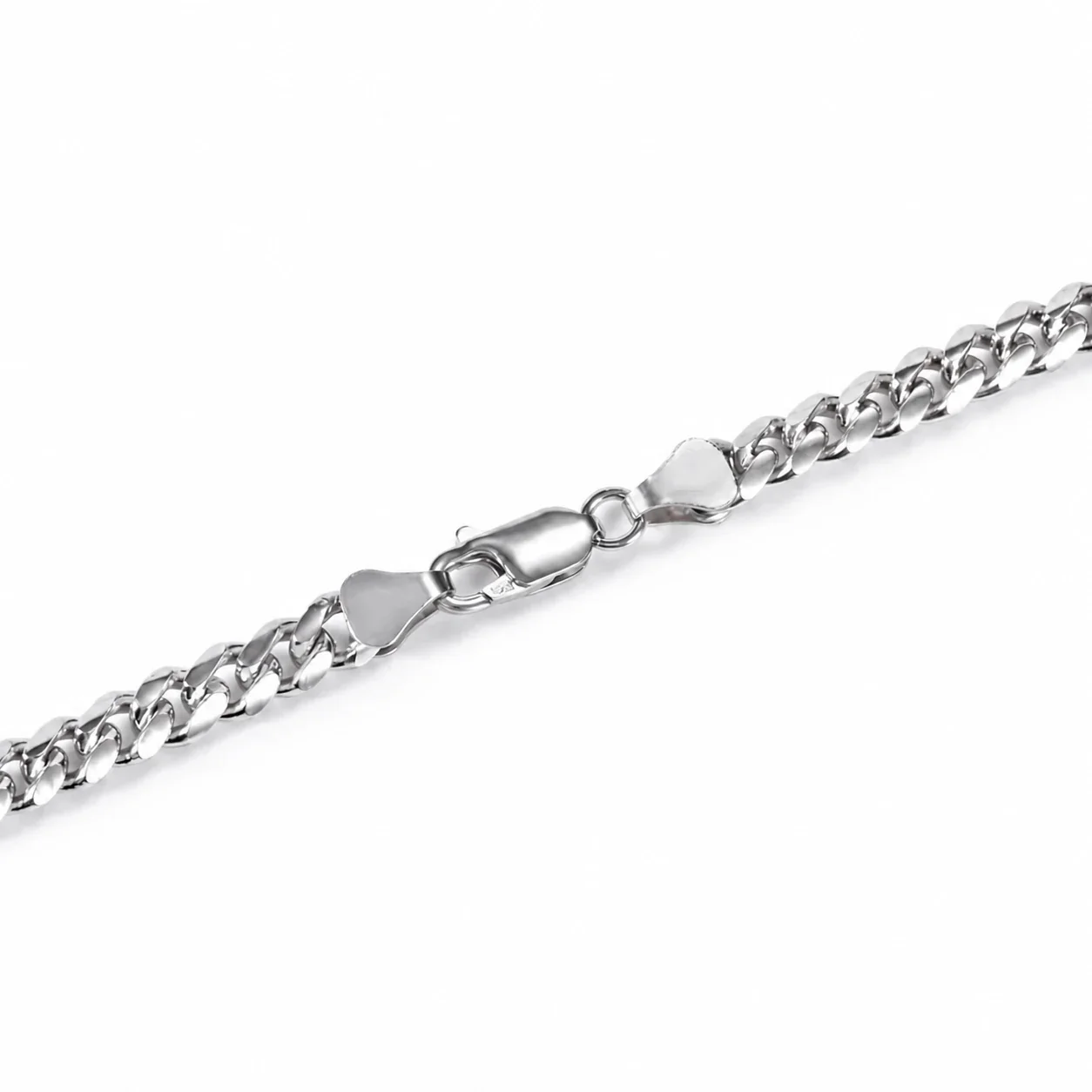 Polished Stainless Steel Flat Curb Link Chain Necklace