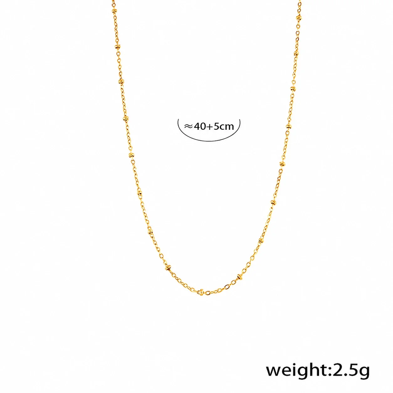 Polished Stainless Steel Evil Eye CZ Chain Jewelry Set - Gold Cross Bead 40+5 cm