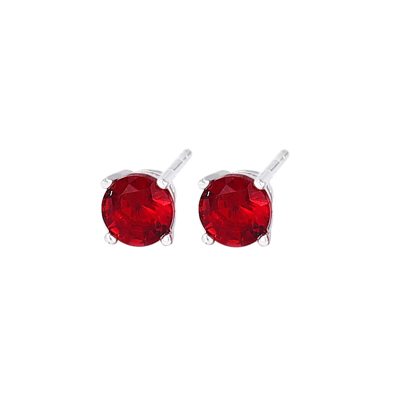 Vibrant 925 Sterling Silver Round Four-Prong Stud Earrings