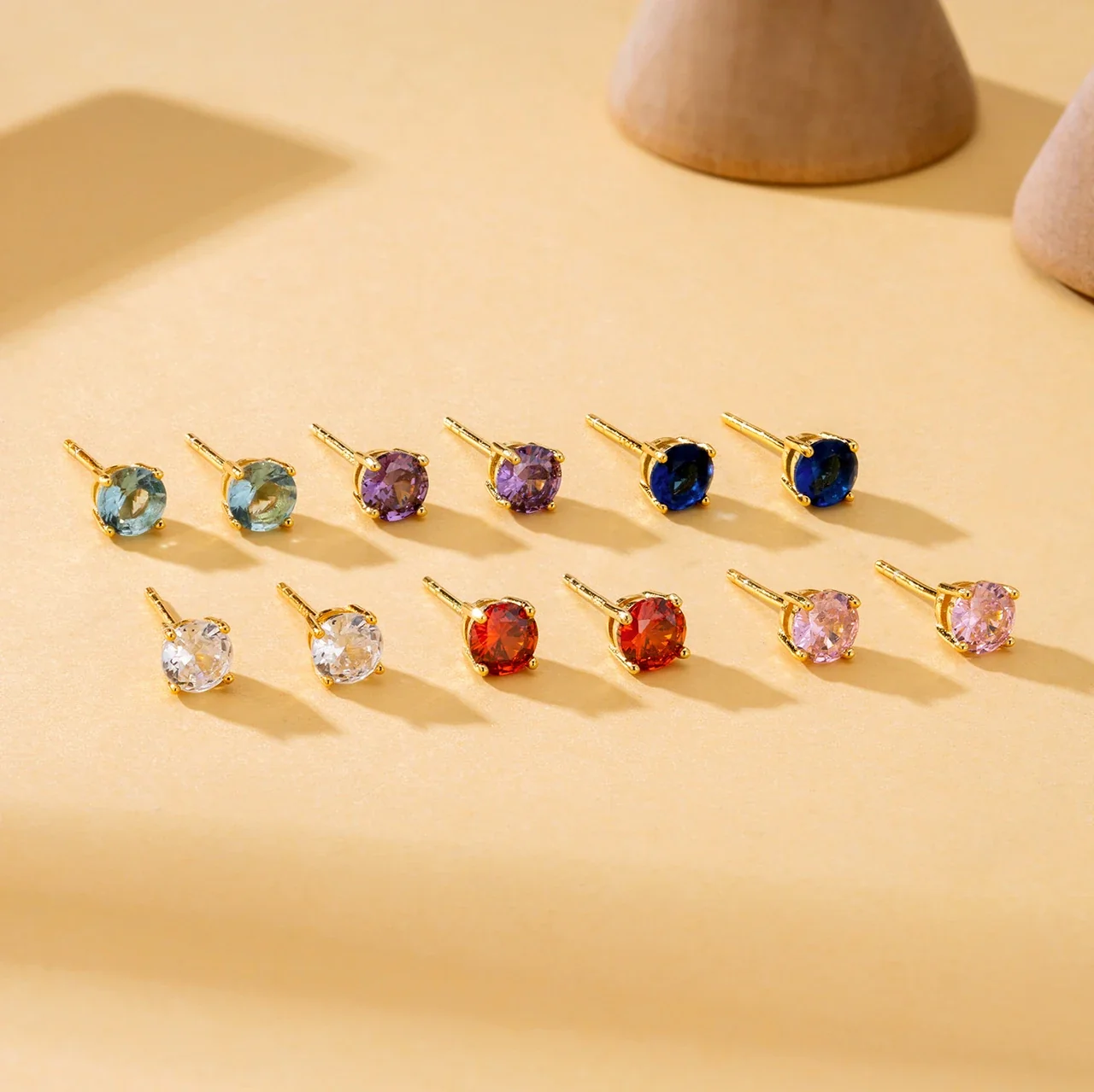 Vibrant 925 Sterling Silver Round Four-Prong Stud Earrings