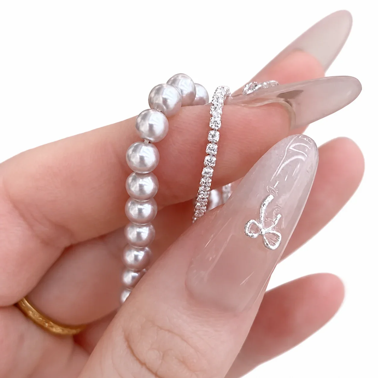 Lustrous Silver-Plated Double-Strand Bead Chain Copper Bracelet