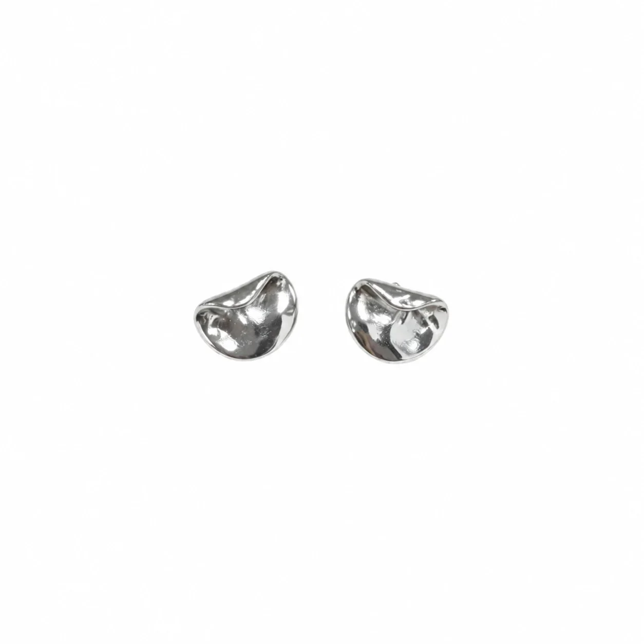 Sculptural 925 Sterling Silver Waved Dome Stud Earrings