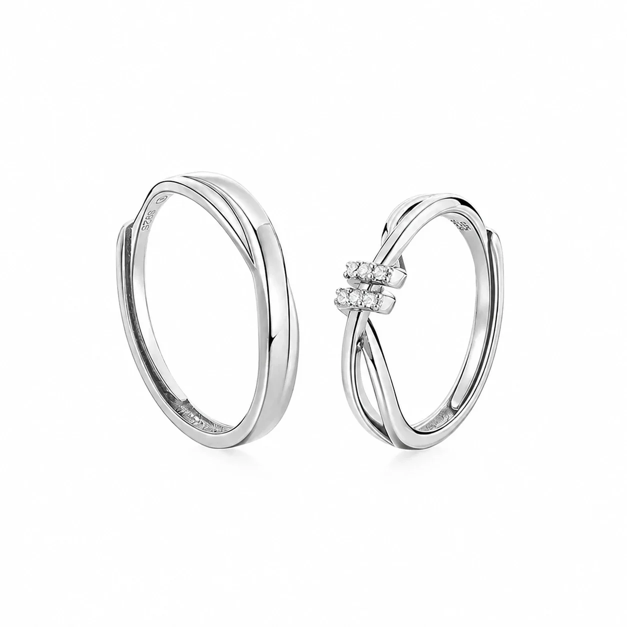 Interwoven Polished 925 Sterling Silver Open Band Ring