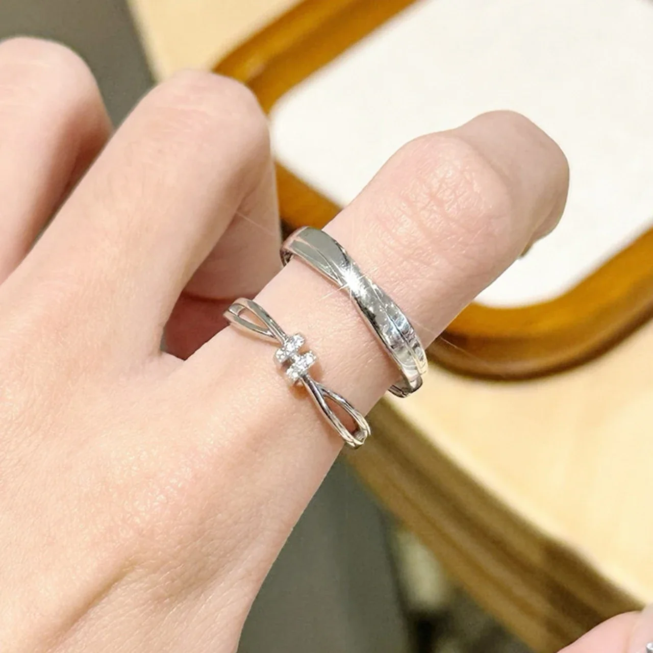 Interwoven Polished 925 Sterling Silver Open Band Ring