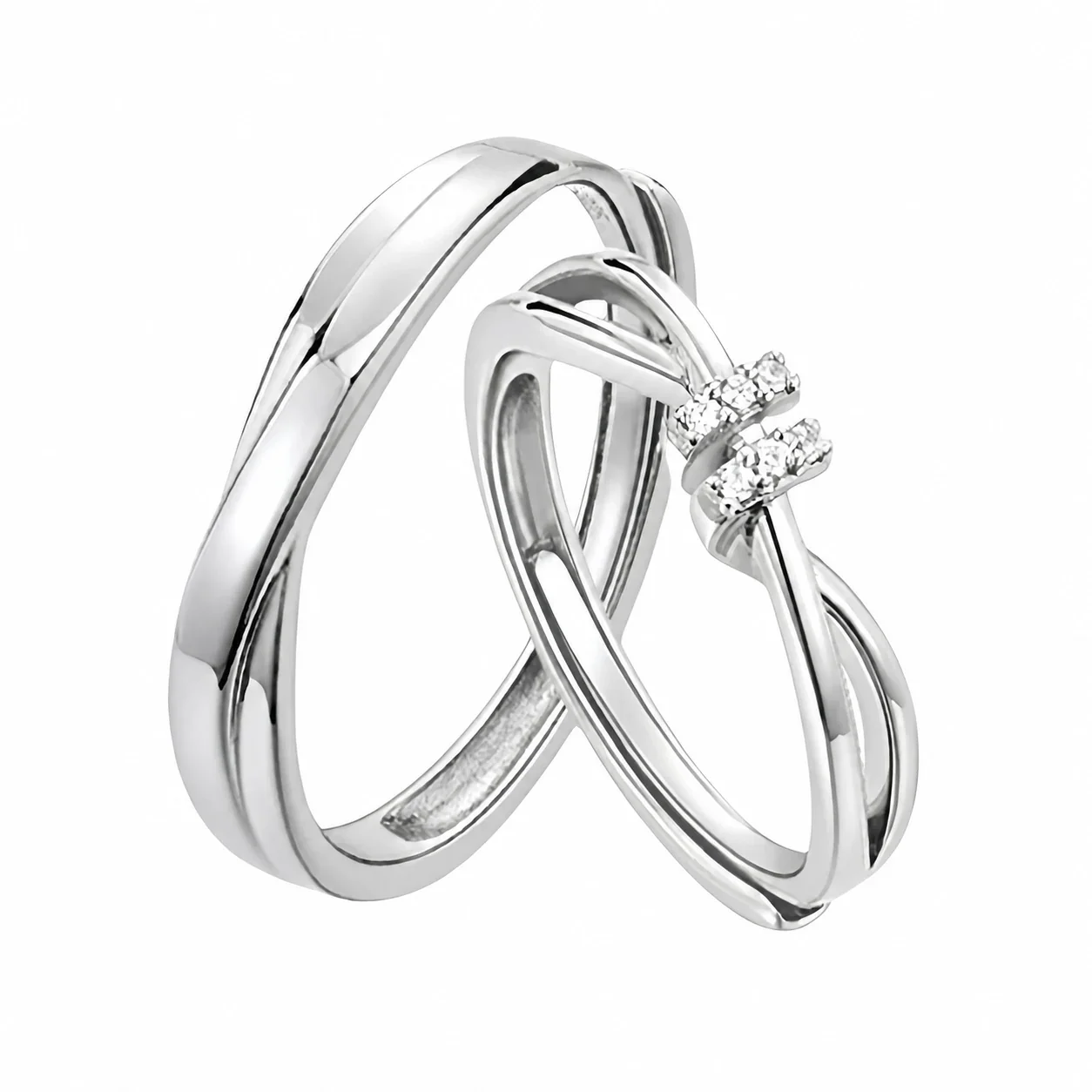Interwoven Polished 925 Sterling Silver Open Band Ring - Men's