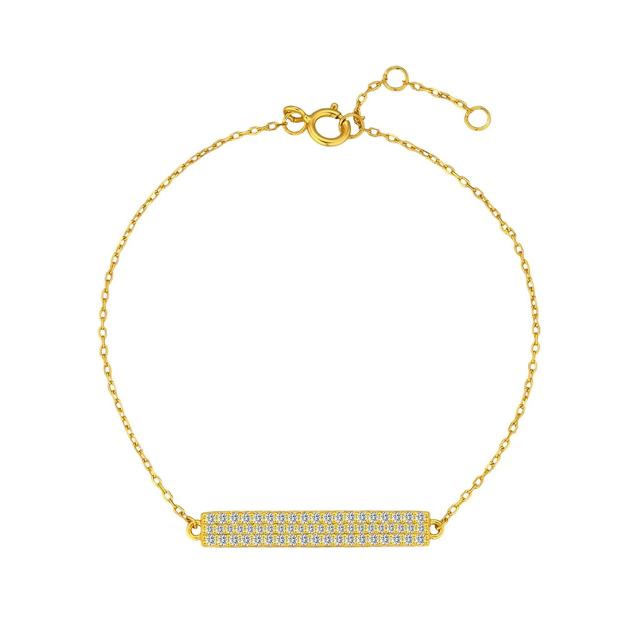 Pavé Bar Cable Chain 925 Sterling Silver Bracelets