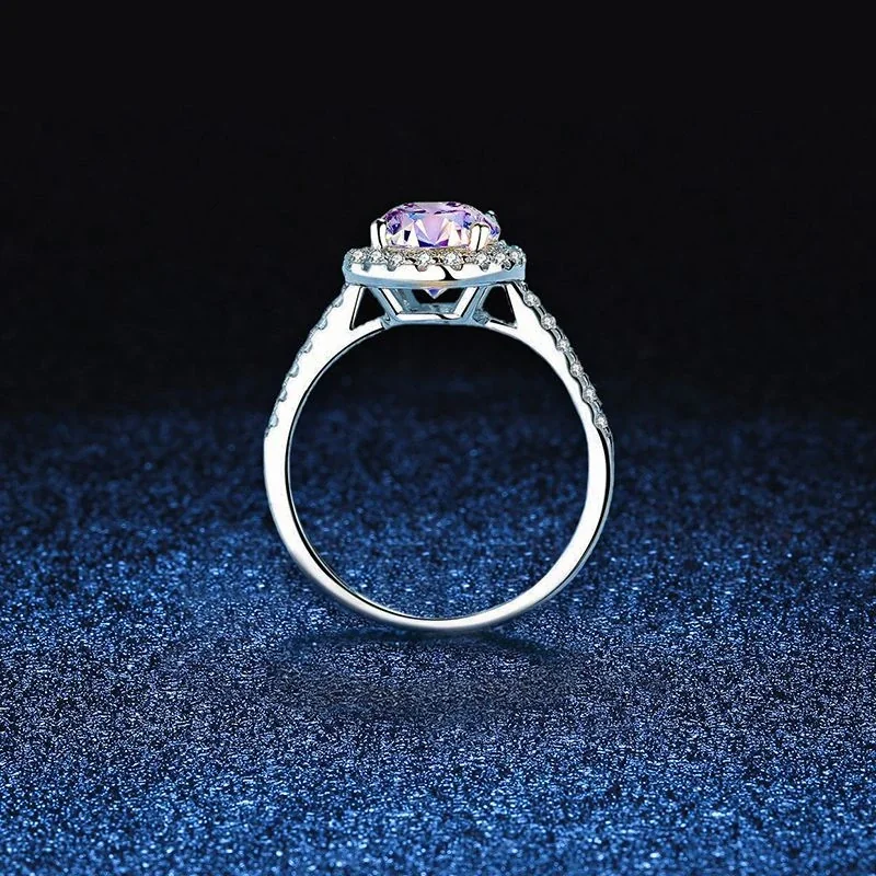 Radiant Oval Halo Pavé Band 925 Sterling Silver Ring