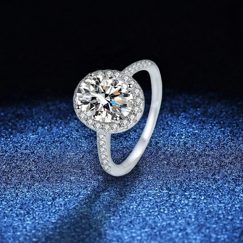 Radiant Oval Halo Pavé Band 925 Sterling Silver Ring