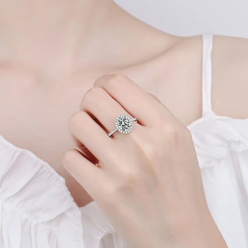 Radiant Oval Halo Pavé Band 925 Sterling Silver Ring