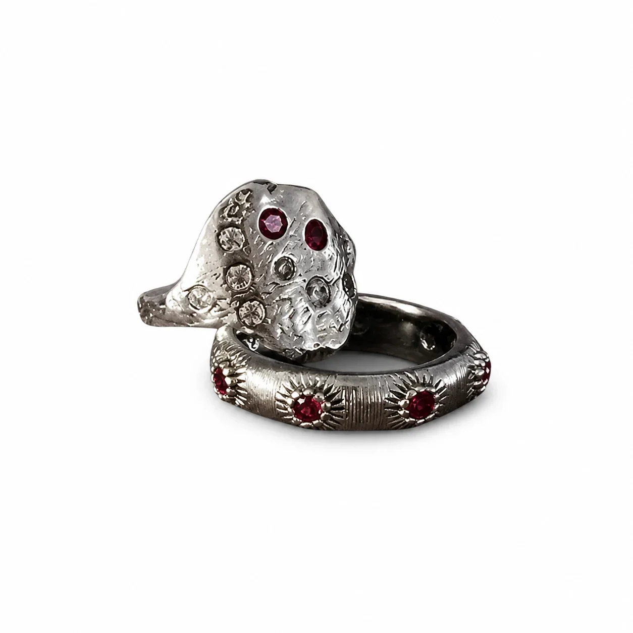 Irregular Silver-Plated Copper Open CZ Texture Ring