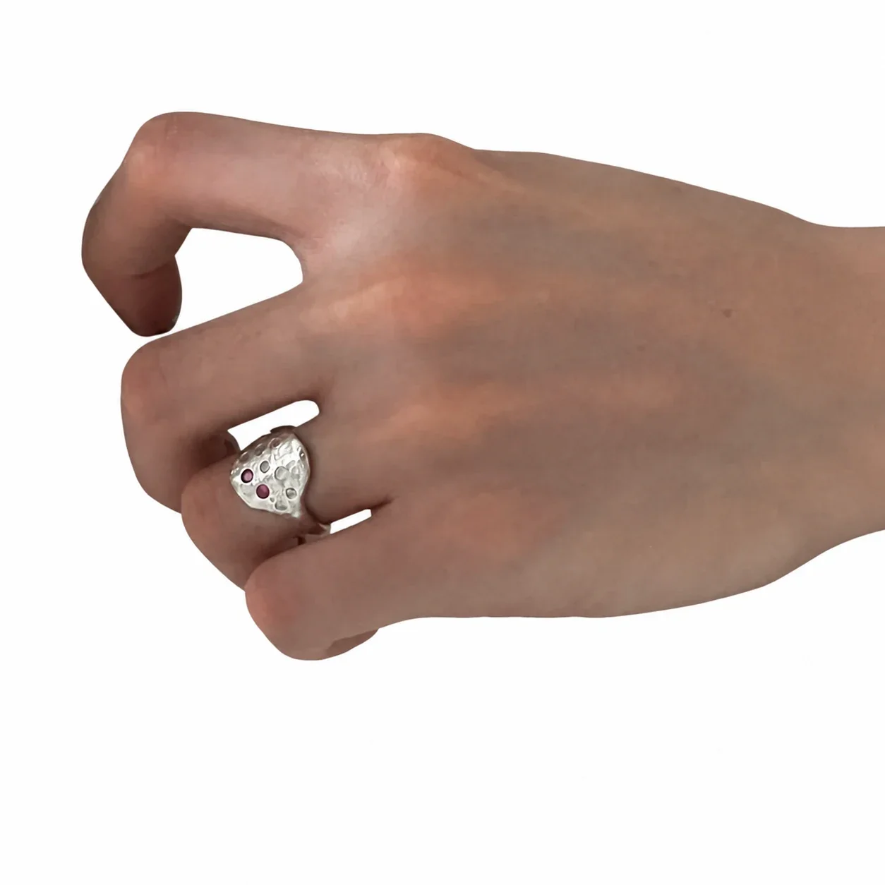 Irregular Silver-Plated Copper Open CZ Texture Ring