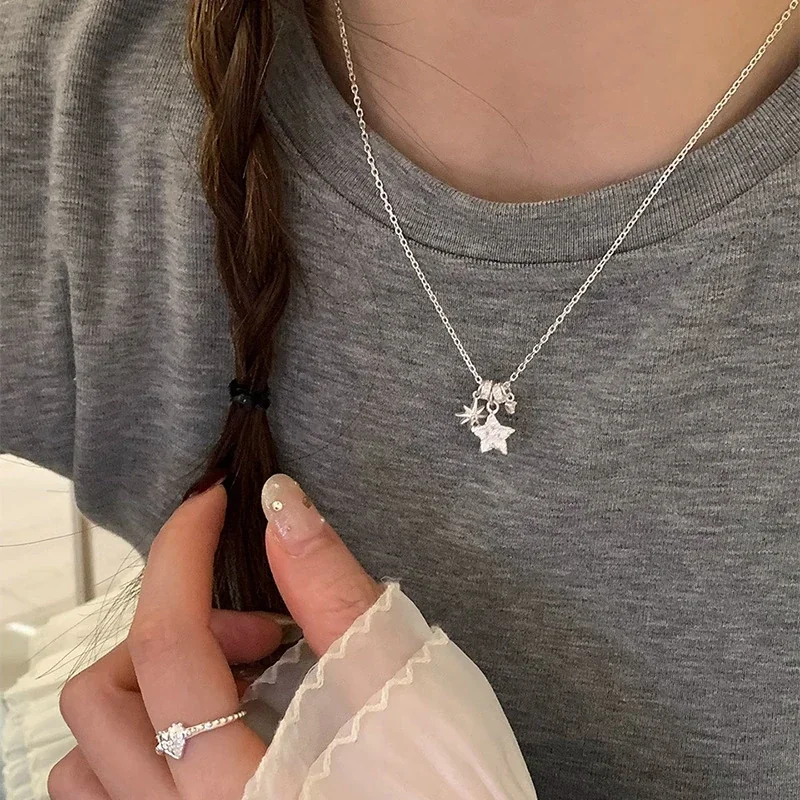 Celestial 925 Sterling Silver Sunburst Star Charm Necklace