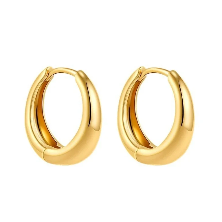 Sculpted Stainless Steel Dome Huggie Hoop Earrings