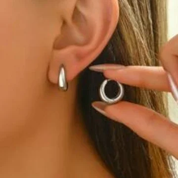 Sculpted Stainless Steel Dome Huggie Hoop Earrings