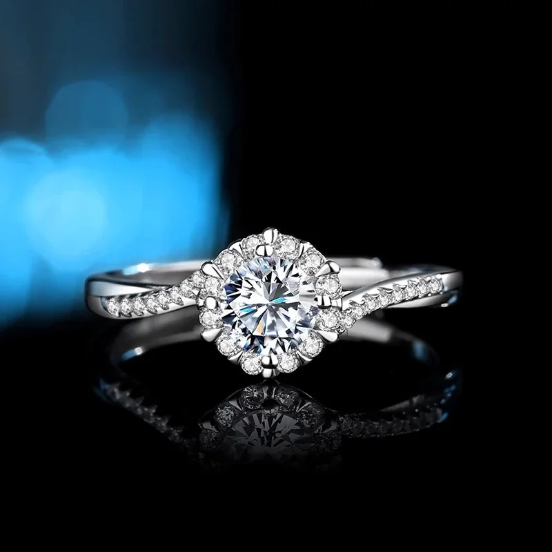 Floral Halo 925 Sterling Silver Twisted-Shank Ring