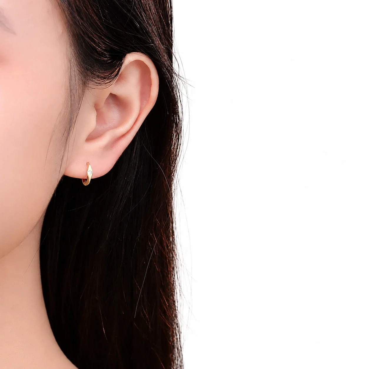Geometric Starburst Crystal 925 Sterling Silver Hoop Earrings