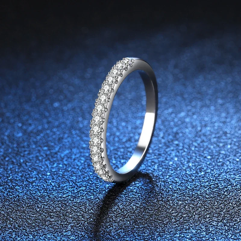 Refined Platinum-Plated Pavé Slim 925 Sterling Silver Ring