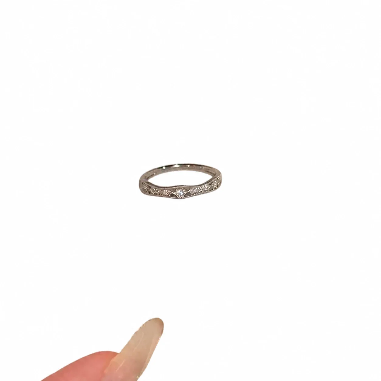 Delicate Silver-Plated Pavé CZ Openwork Copper Ring