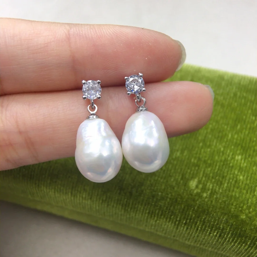 Radiant Gold-Plated Prong CZ Freshwater Pearl Drop Earrings