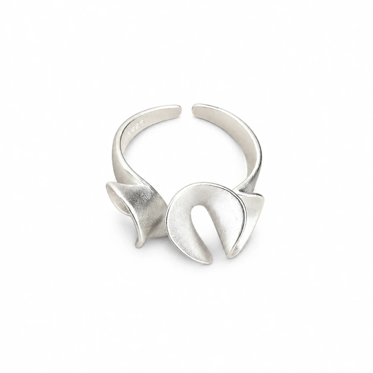 Sculptural 925 Sterling Silver Open Petal Swirl Ring