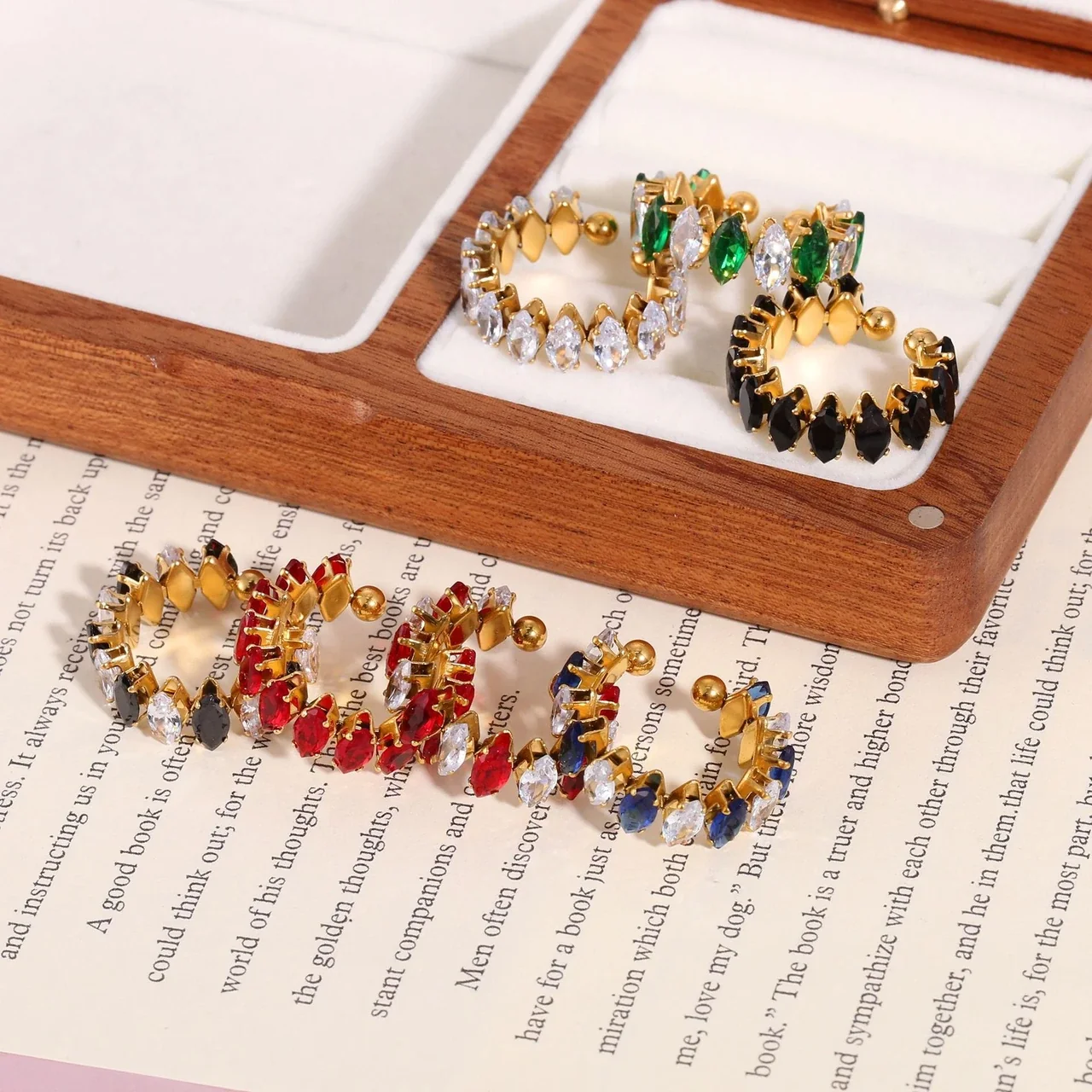 Marquise Cubic Zirconia 18K Gold-Plated Open Ring
