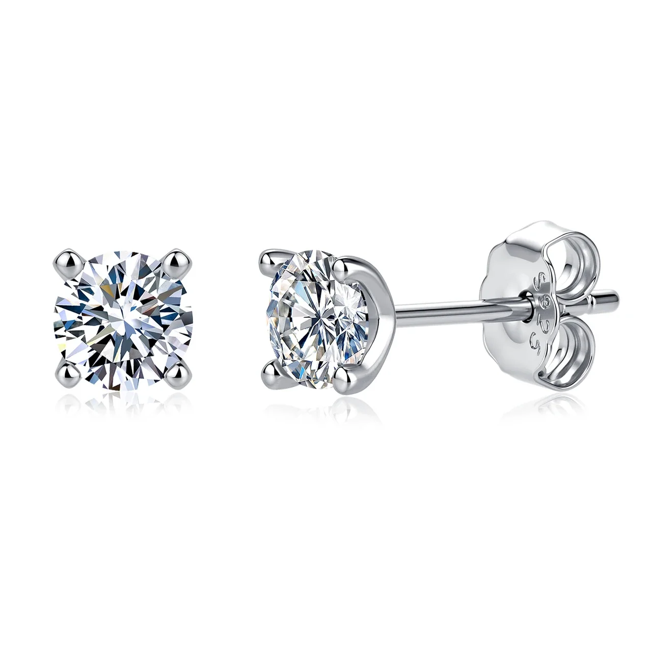 Brilliant 925 Sterling Silver Round Basket-Set Stud Earrings