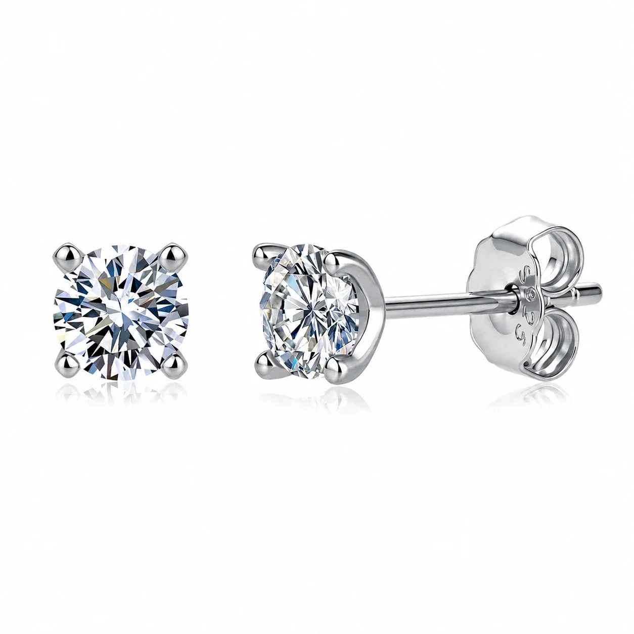 Brilliant 925 Sterling Silver Round Basket-Set Stud Earrings