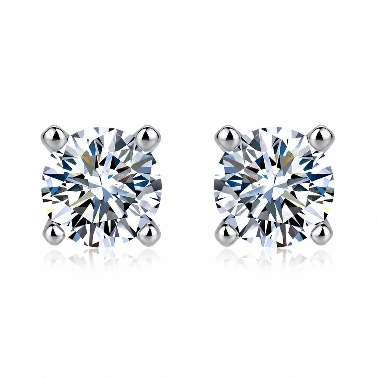 Brilliant 925 Sterling Silver Round Basket-Set Stud Earrings