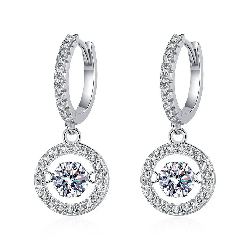Radiant Pavé Hoop Halo 925 Sterling Silver Drop Earrings