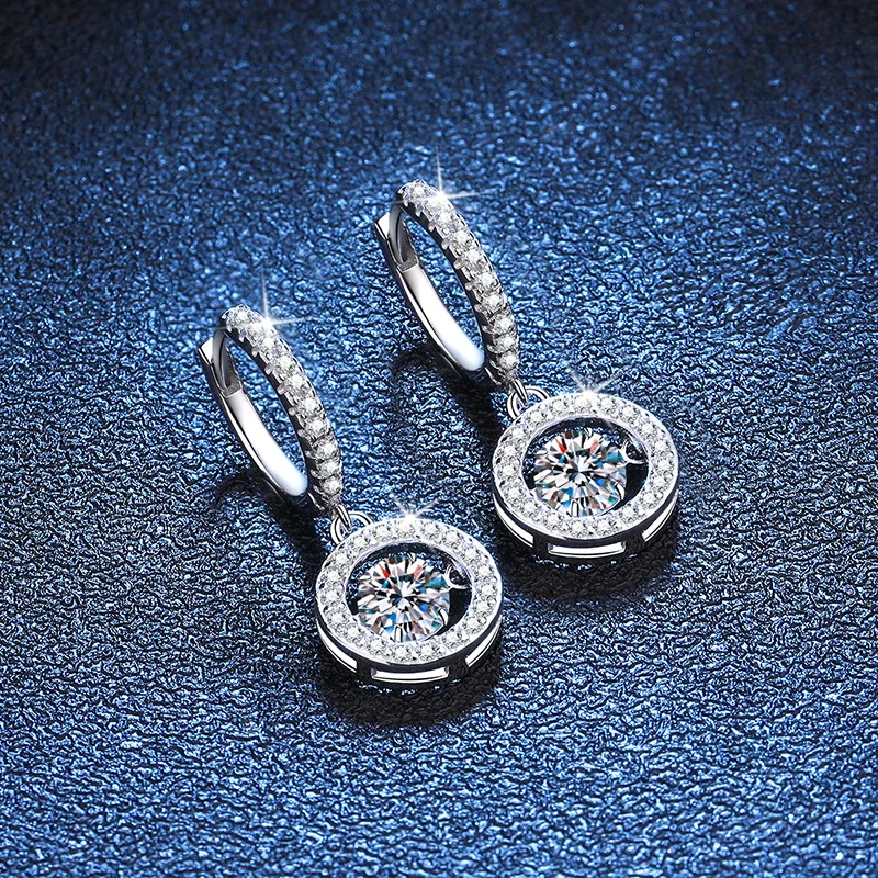 Radiant Pavé Hoop Halo 925 Sterling Silver Drop Earrings