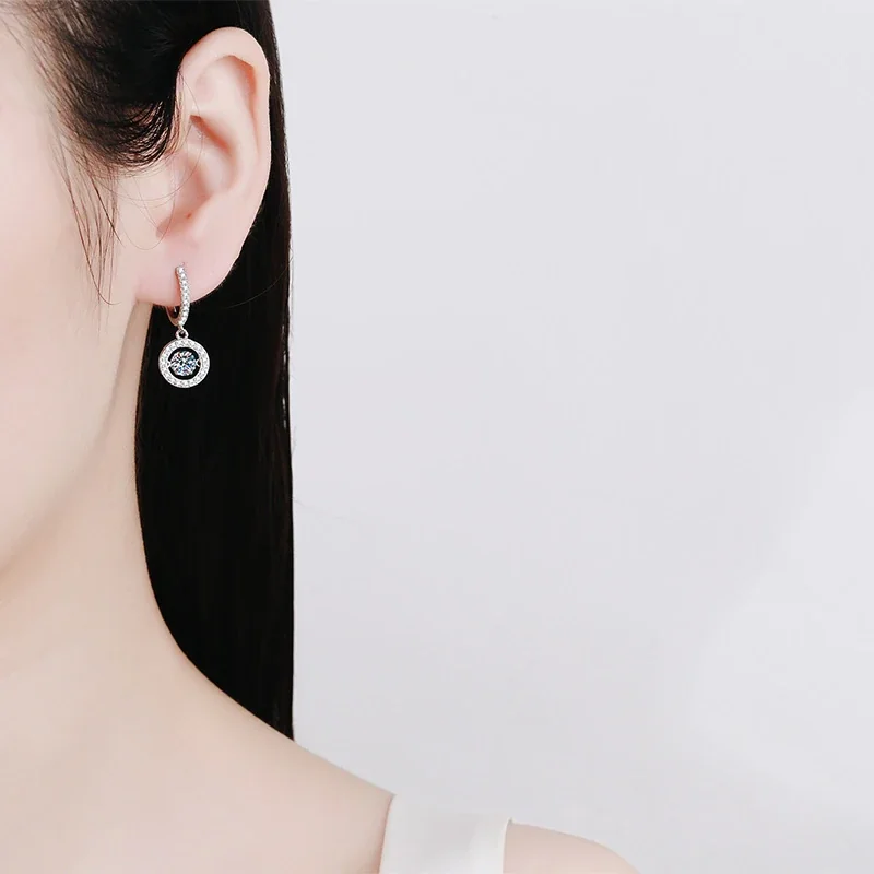 Radiant Pavé Hoop Halo 925 Sterling Silver Drop Earrings