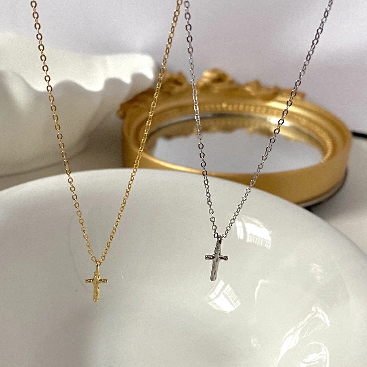 Hammered Cross 925 Sterling Silver Pendant Necklace