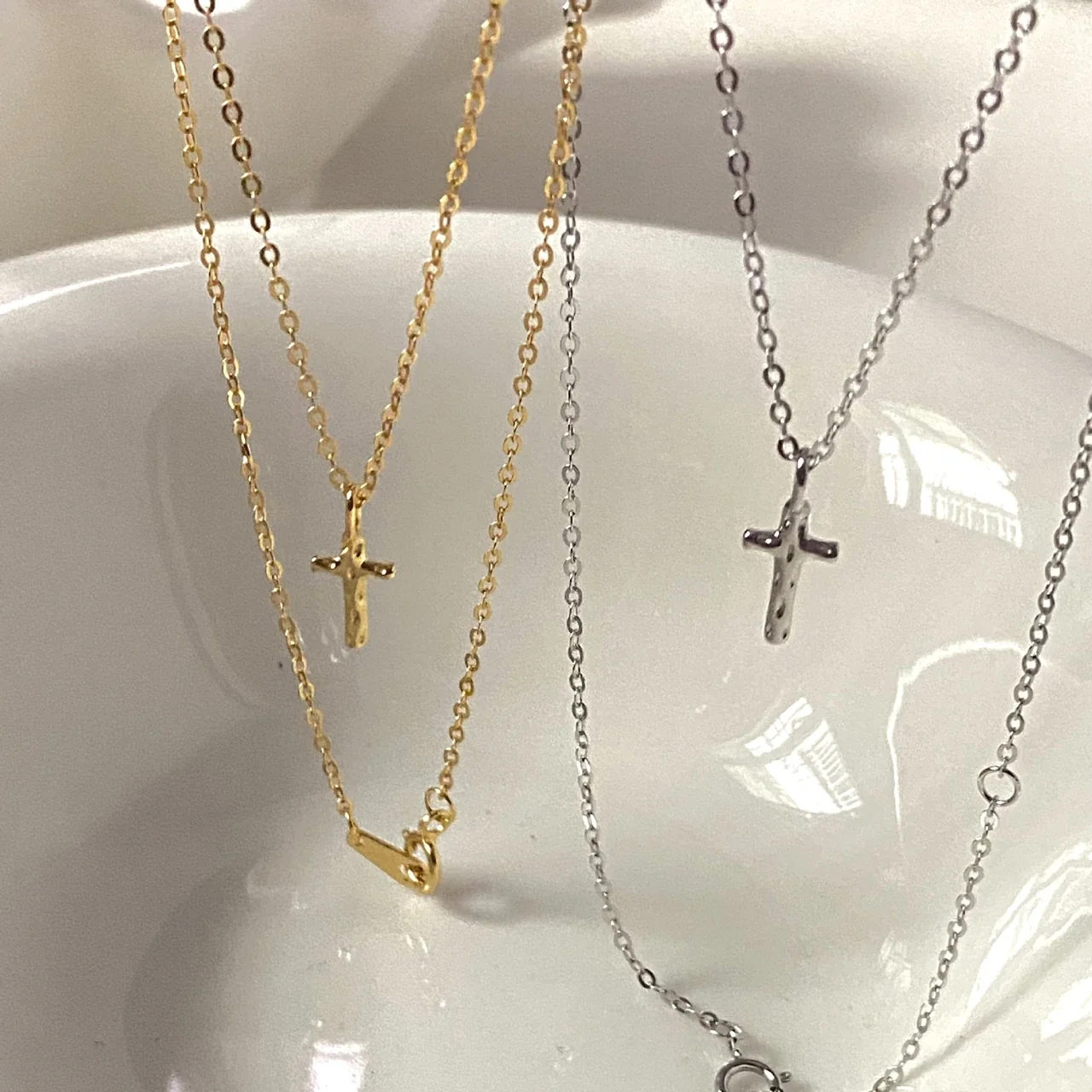 Hammered Cross 925 Sterling Silver Pendant Necklace