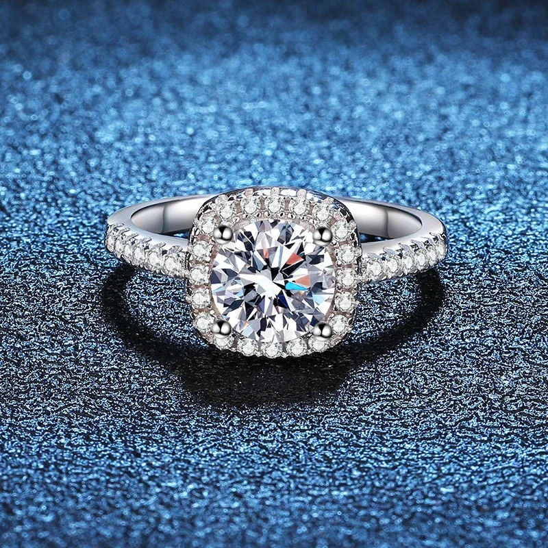Radiant Halo 925 Sterling Silver Round Pavé Ring