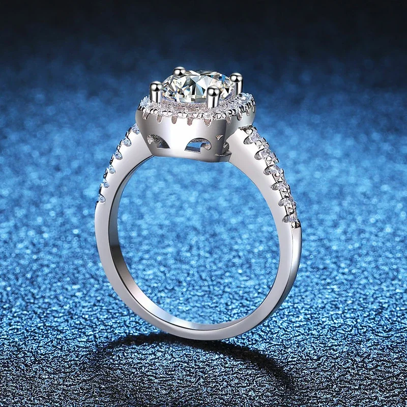 Radiant Halo 925 Sterling Silver Round Pavé Ring