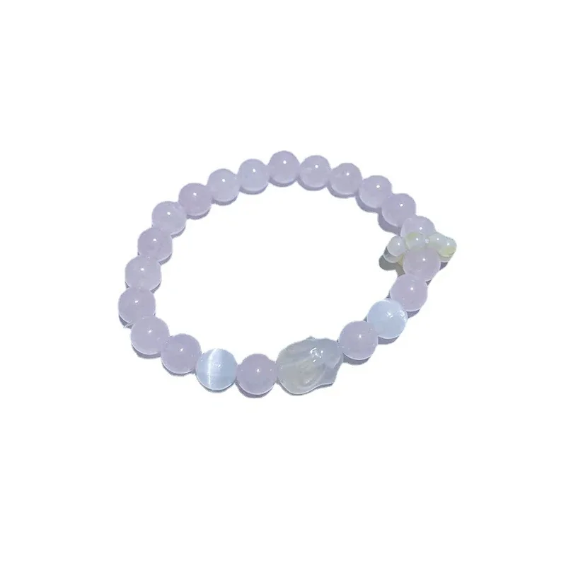 Playful Crystal Teddy Bear Pink Bead Bracelet