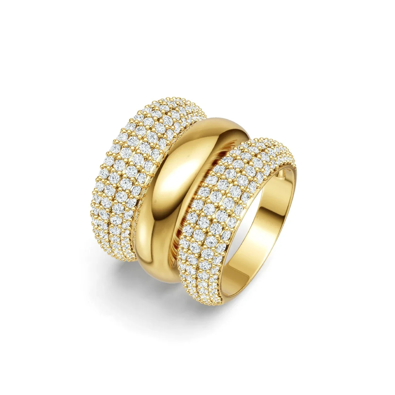 Interlocking 925 Sterling Silver Pavé Band Moissanite Rings