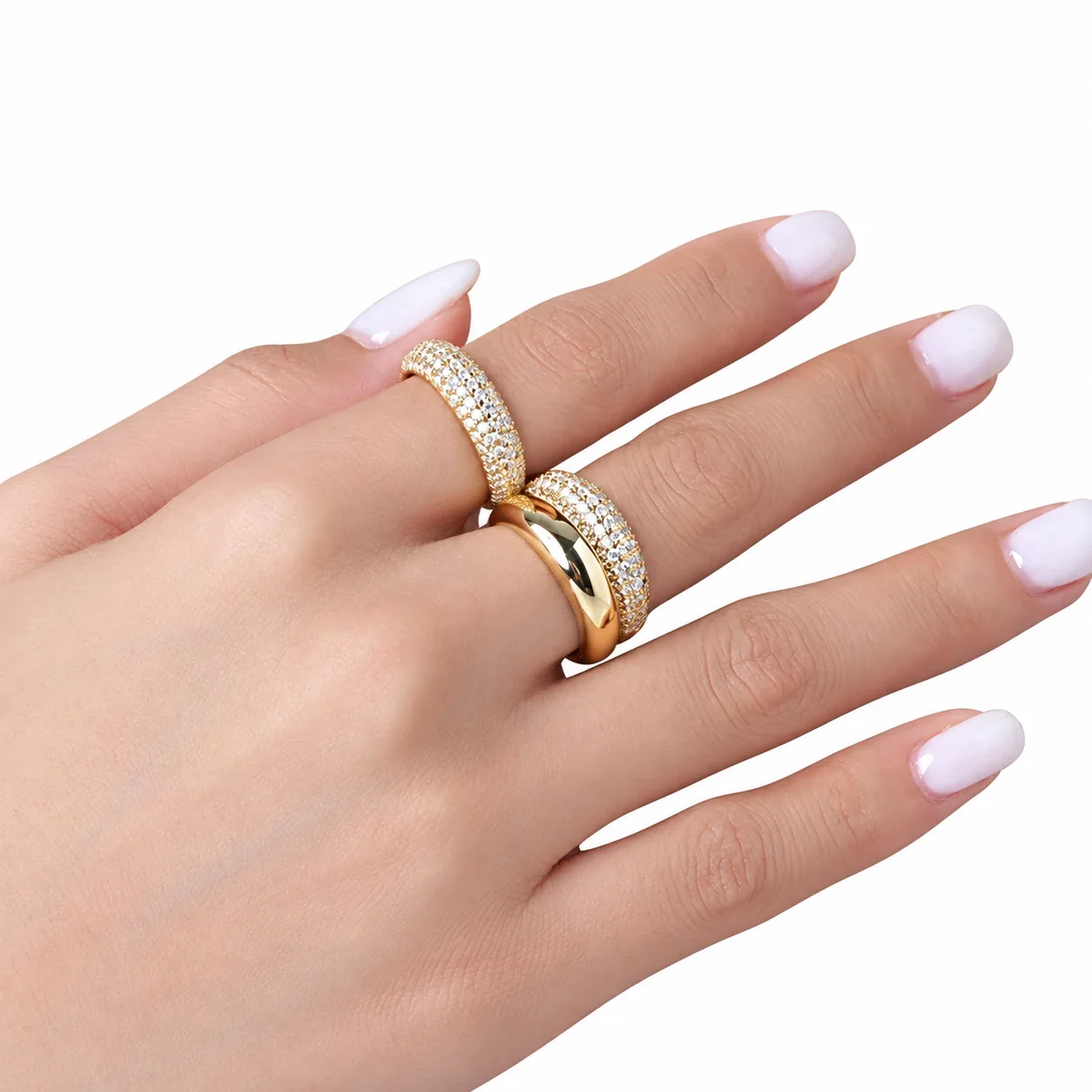 Interlocking 925 Sterling Silver Pavé Band Moissanite Rings