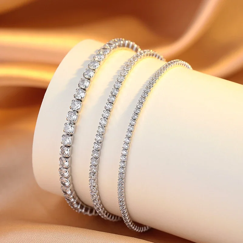 Refined 925 Sterling Silver Round-Cut Tennis Bracelet