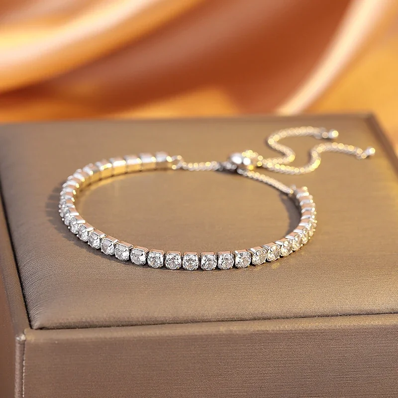 Refined 925 Sterling Silver Round-Cut Tennis Bracelet