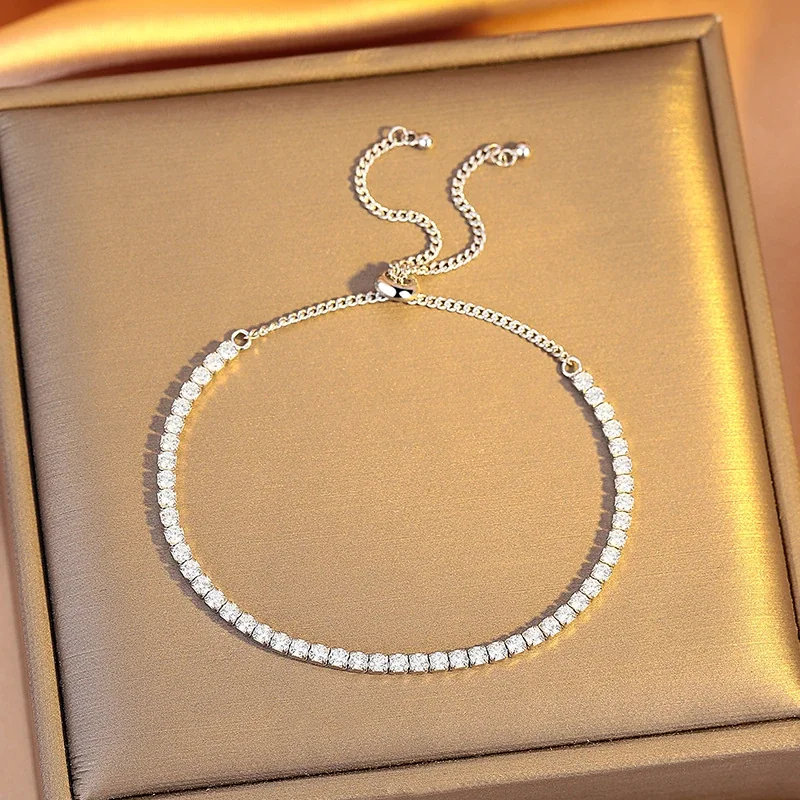 Refined 925 Sterling Silver Round-Cut Tennis Bracelet