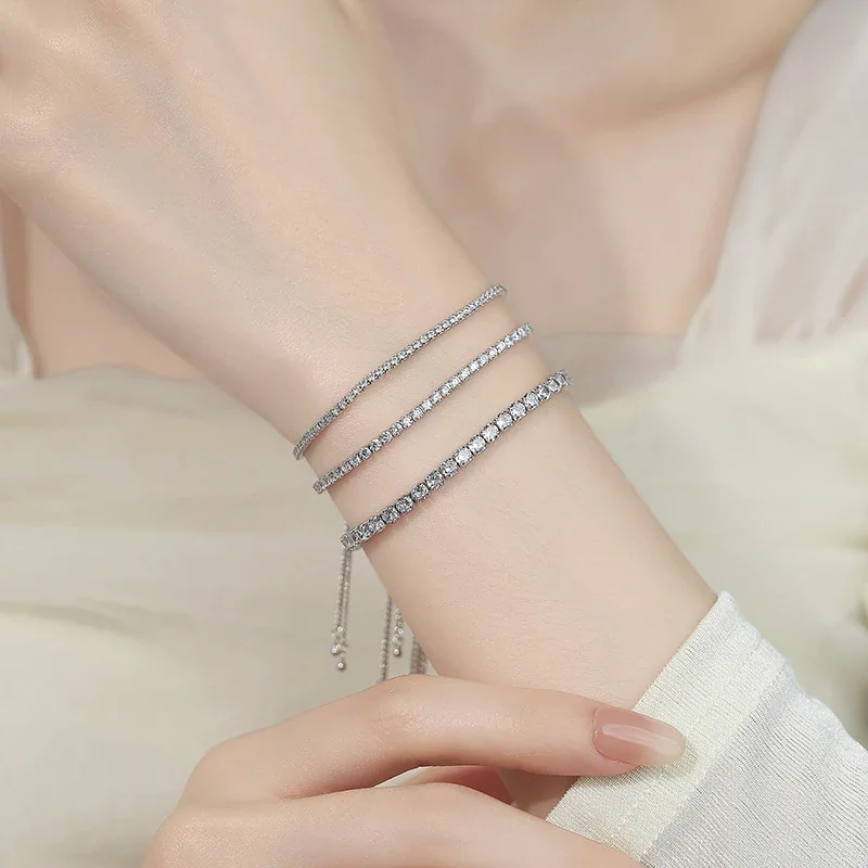 Refined 925 Sterling Silver Round-Cut Tennis Bracelet