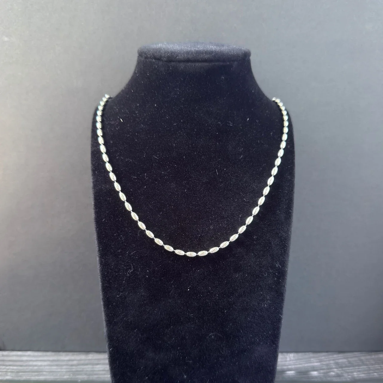 Polished 925 Sterling Silver Oval Olive Link Chain Necklace