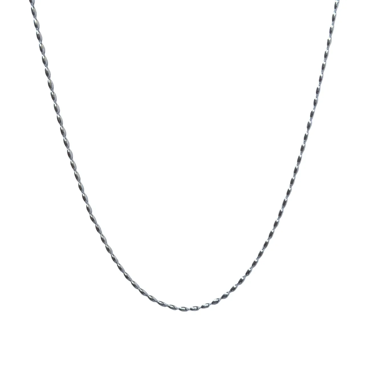 Polished 925 Sterling Silver Oval Olive Link Chain Necklace