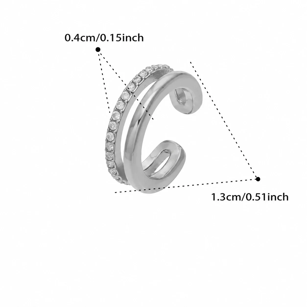 Sculpted Plated Double Hoop CZ Stainless Steel Earrings - Gold CZ Double Hoop