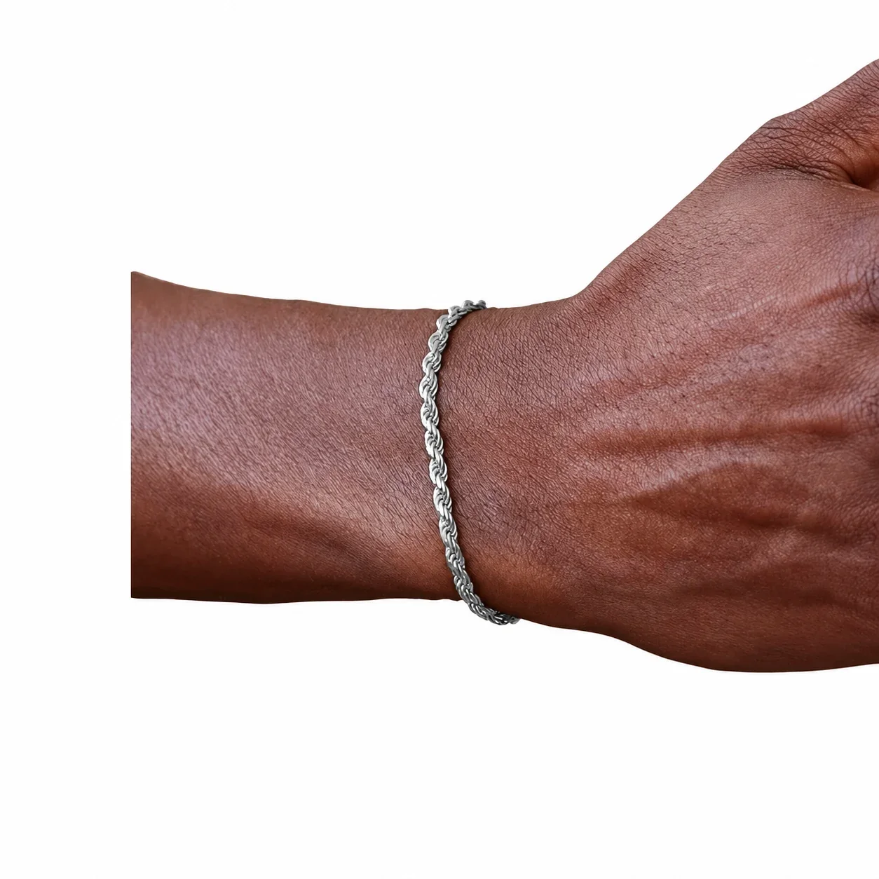 Sculptural 925 Sterling Silver Twisted Rope Chain Bracelet