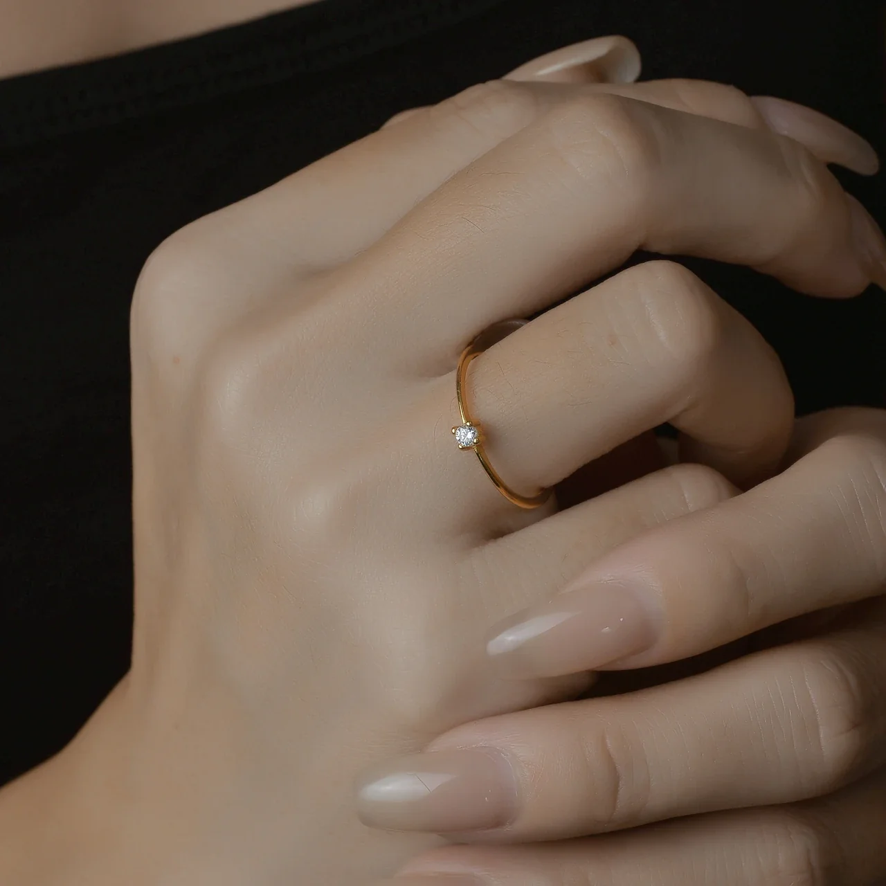 Minimal 925 Sterling Silver Open Four-Prong CZ Ring