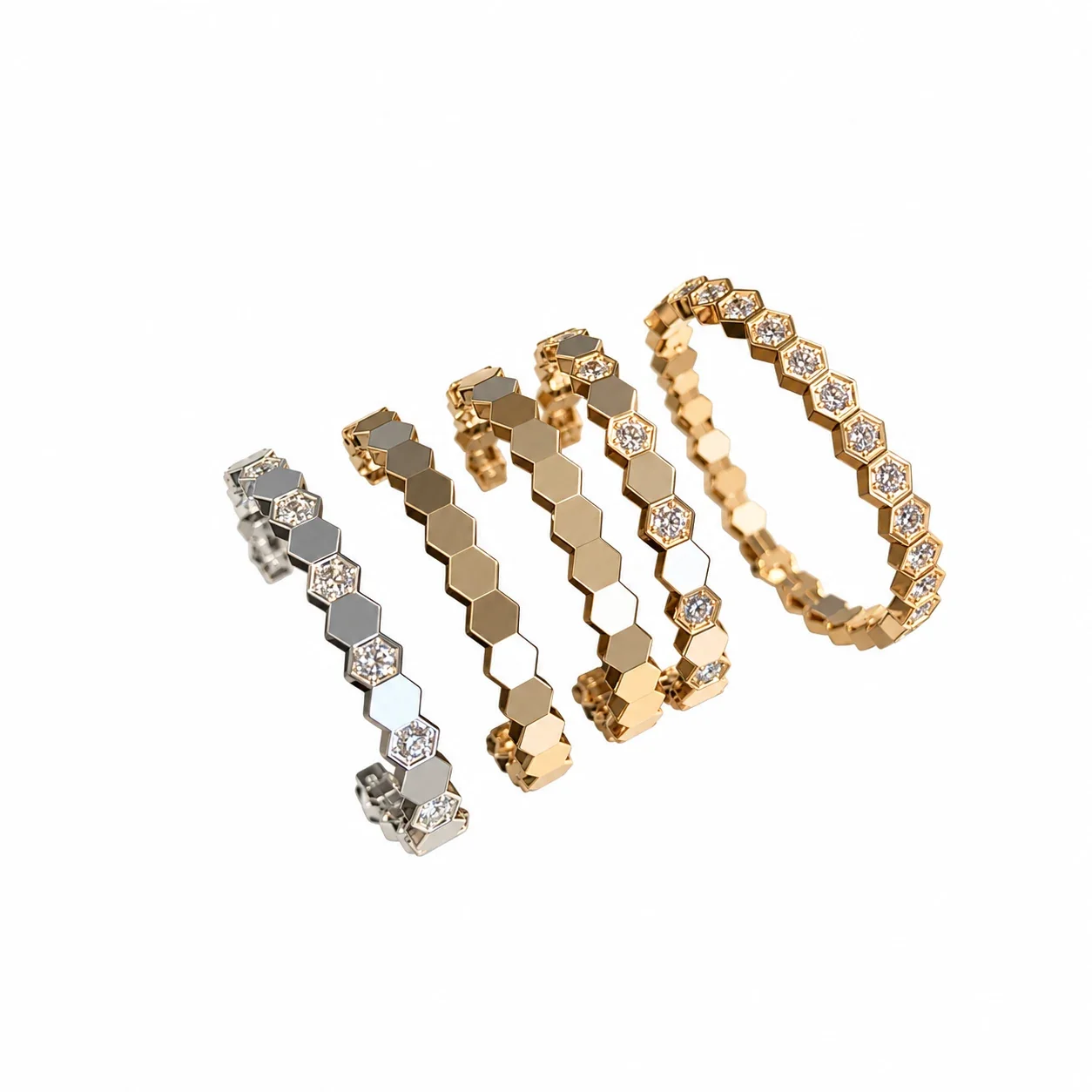Honeycomb 925 Sterling Silver Hexagon Clear Stone Ring