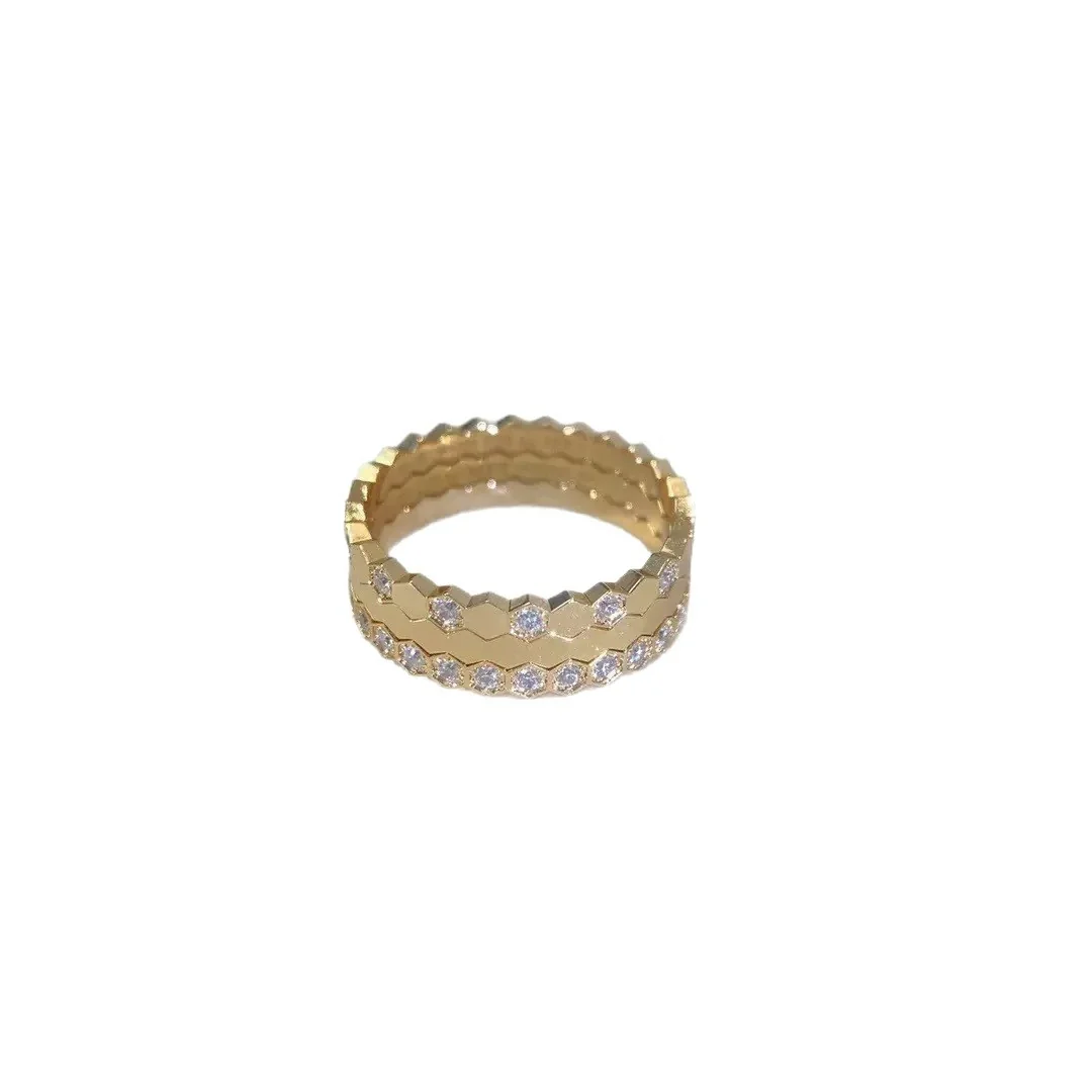 Honeycomb 925 Sterling Silver Hexagon Clear Stone Ring